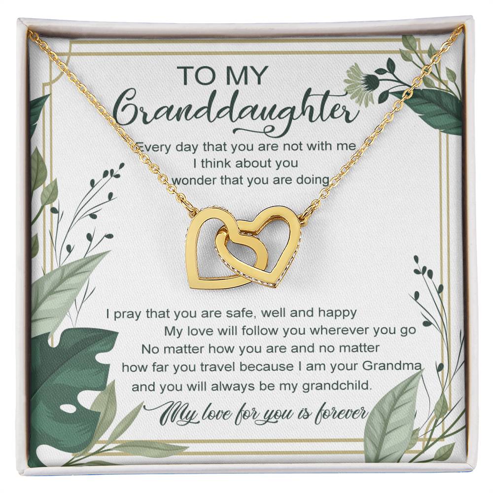 To My Granddaughter Interlocking Heart Necklace Interlocking Hearts Necklace