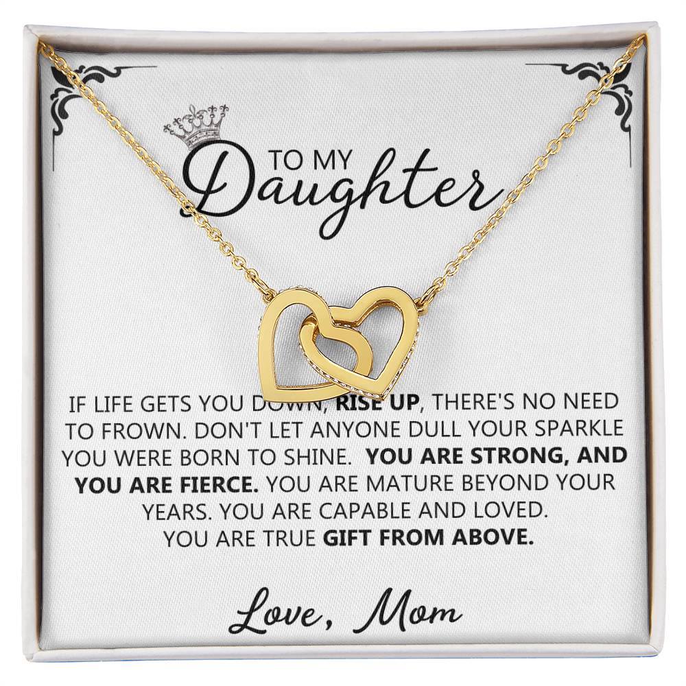 To My Daughter - Unique Interlocking Hearts Binding Necklace Gift Set Interlocking Hearts Necklace