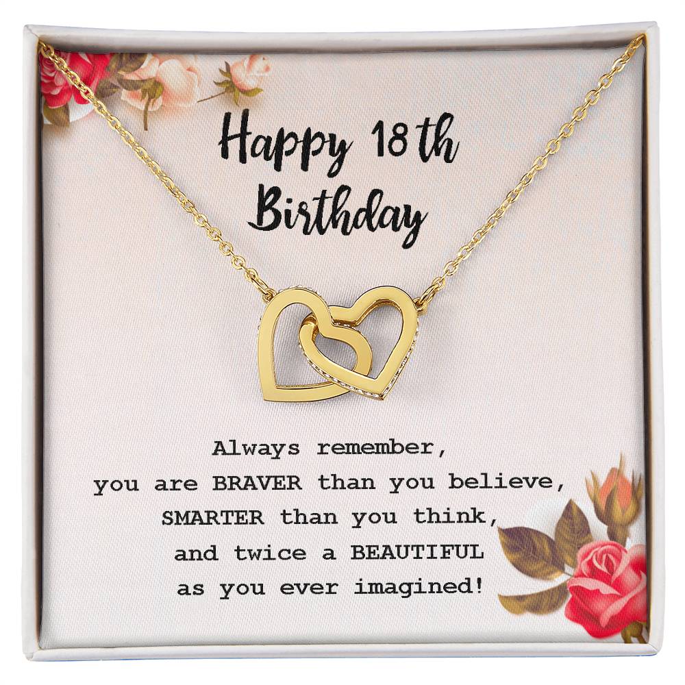 18Th Birthday Gifts For Girls 18Th Birthday Necklace 18Th Birthday Gift Girl. Gift For Sister Best Friend Daughter Niece Interlocking Hearts Necklace