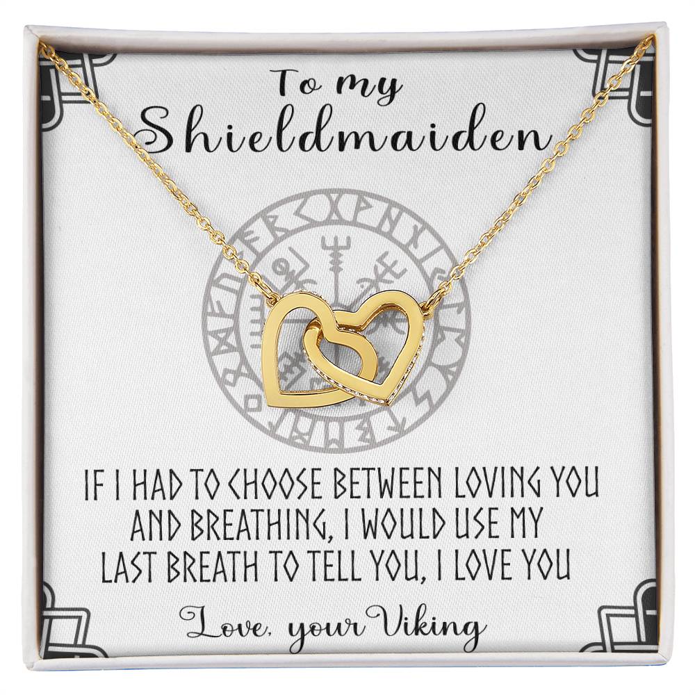 To My Shieldmaiden Interlocking Heart Necklace To Wife Necklace Shieldmaiden And Viking Interlocking Hearts Necklace