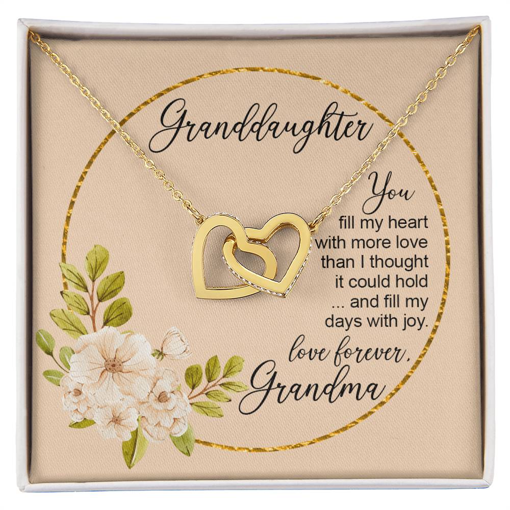To Granddaughter From Grandmother You Fill My Days With Joy Heart Necklace Birthday Gift From Grandma Interlocking Hearts Necklace