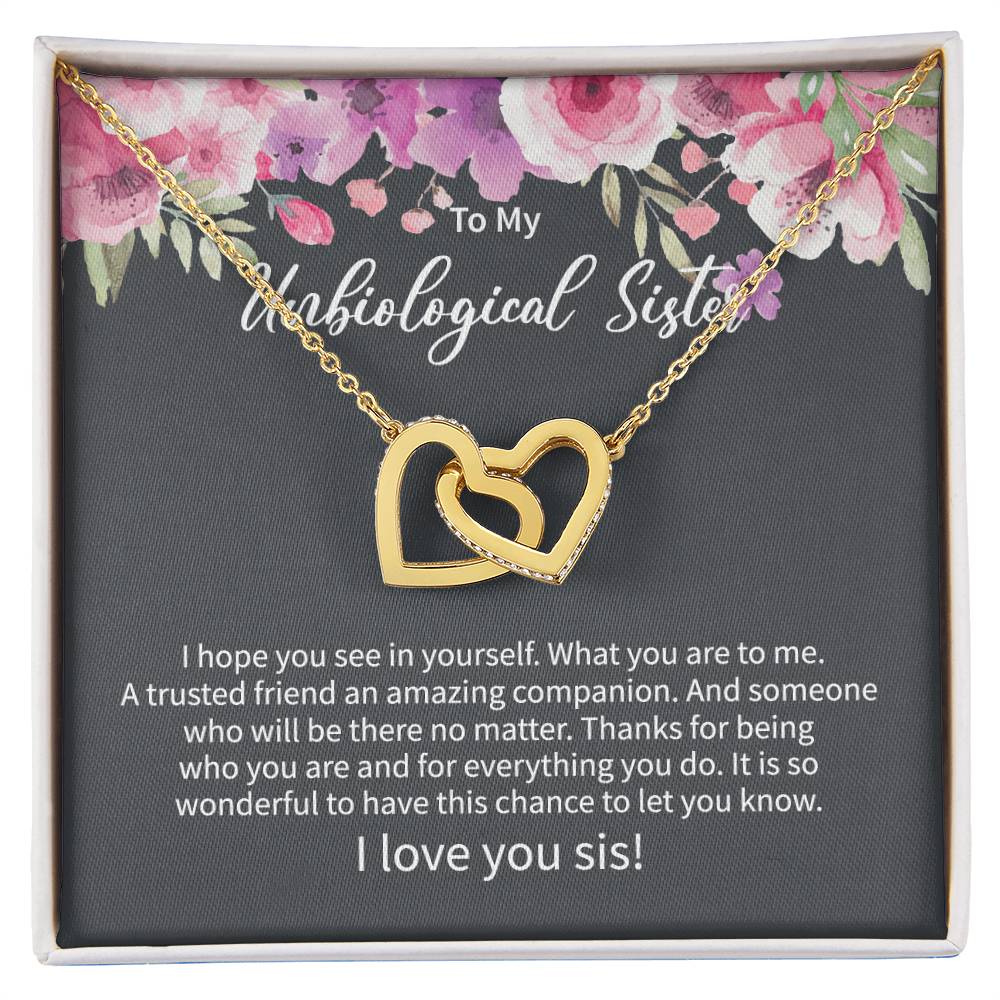 Unbiological Sister Gift Ideas Unbiological Sister Necklaces Unbiological Sister Gift From Step Brother 2021 Interlocking Hearts Necklace