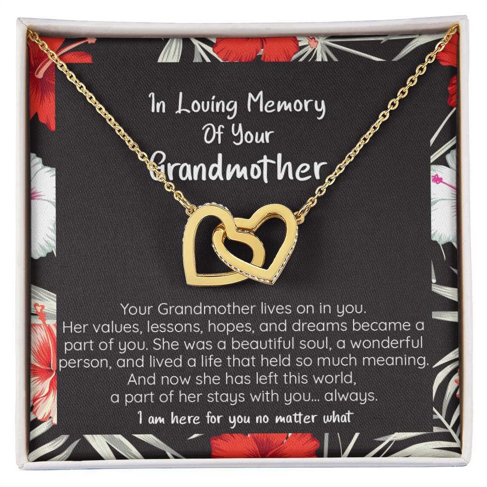 Loss Of Grandmother She Lives On In You Connected Hearts Forever Necklace Interlocking Hearts Necklace