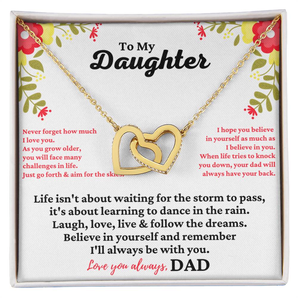 To My Daughter - I'Ll Always Be With You - Necklace Interlocking Hearts Necklace