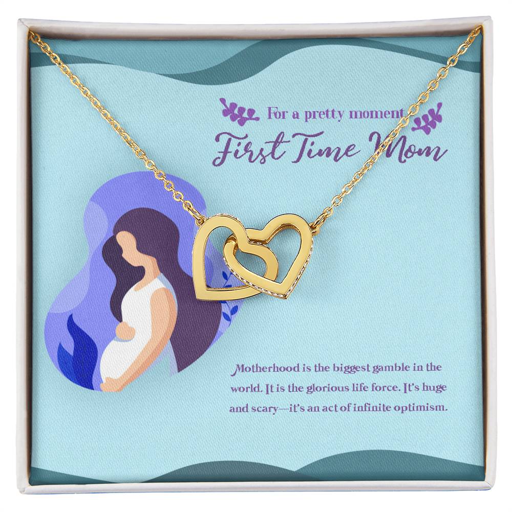 To My Mom The First Time Mommy Mother'S Day Mommy To Be Gift Pregnant Necklace Interlocking Hearts Necklace