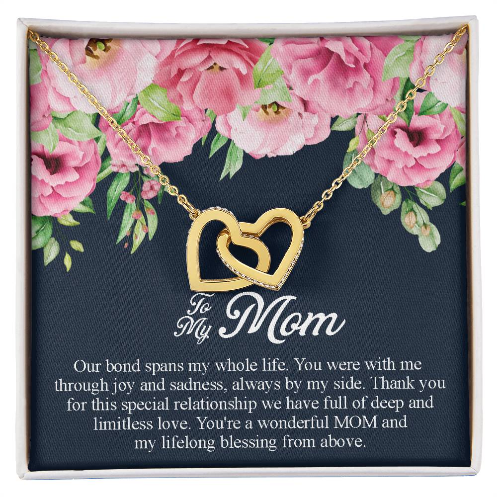 To My Mom You'Re A Wonderful Mom Interlocking Hearts Necklace