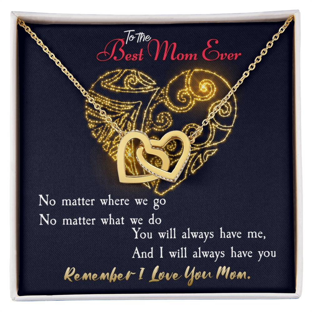 To The Best Mom Ever. Meaningful Present For Mother. Interlocking Hearts Necklace