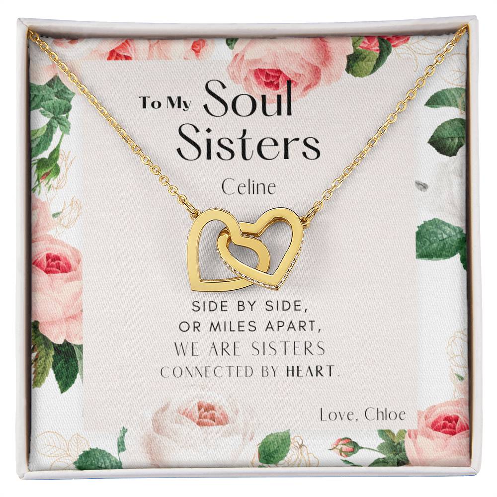 To My Soul Sister Interlocking Hearts Necklace