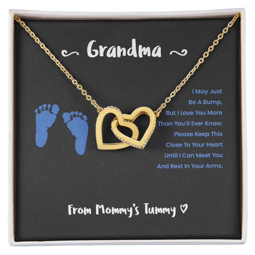 Grandma I Can'T Wait To Meet You - Blue Version Interlocking Hearts Necklace