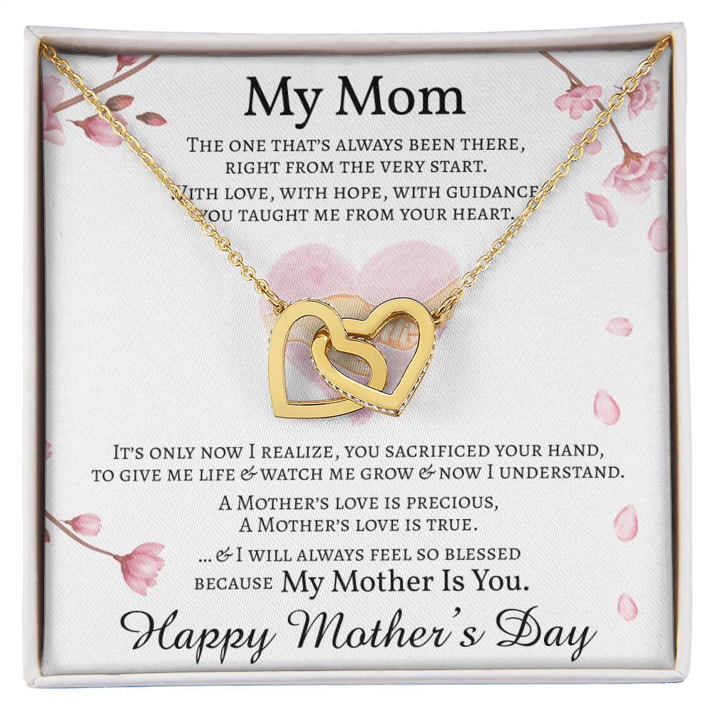 Mother'S Day Gift Necklace Message Card Gift Necklace For Mom Double Hearts Necklace For Mom Interlocking Hearts Necklace