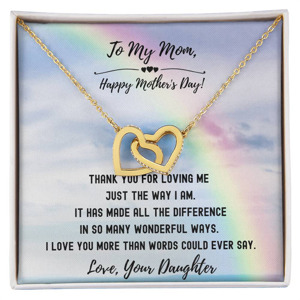 Thank You For Loving Me Mom - Hearts Necklace Interlocking Hearts Necklace