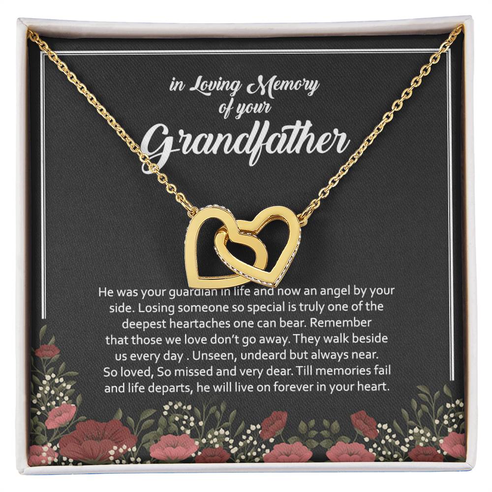 In Loving Memory Of Your Grandfather Interlocking Hearts Necklace