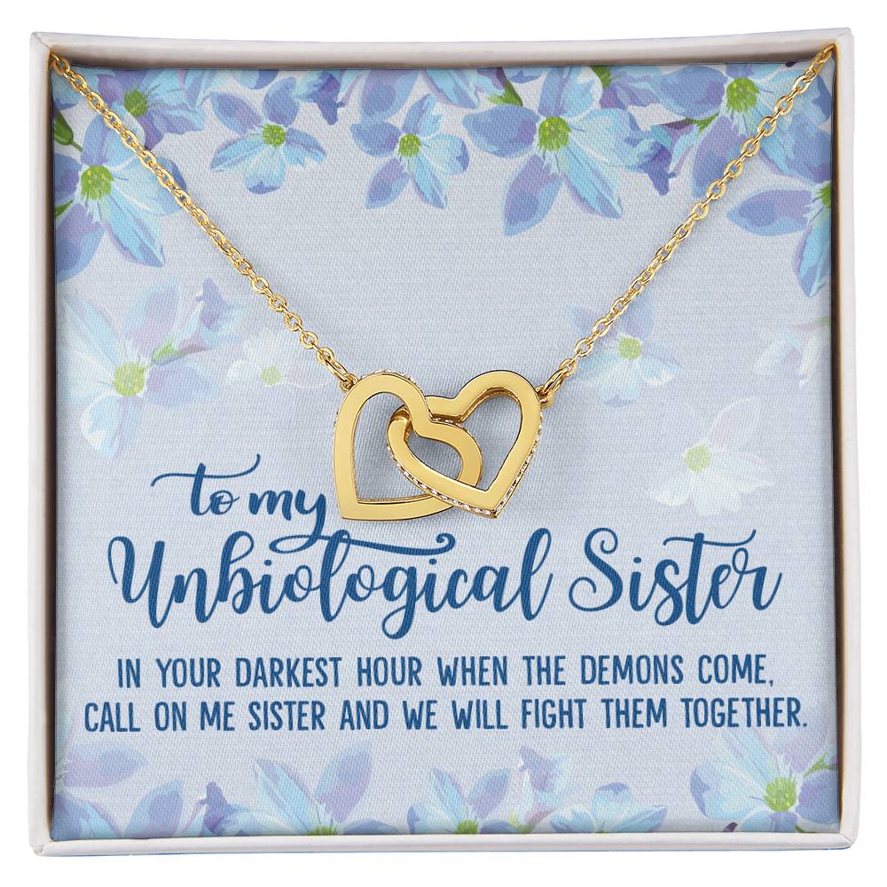 Unbiological Sister Soul Sister Big Little Sorority Sister In Law Step Sister Best Friend Gift Interlocking Hearts Necklace