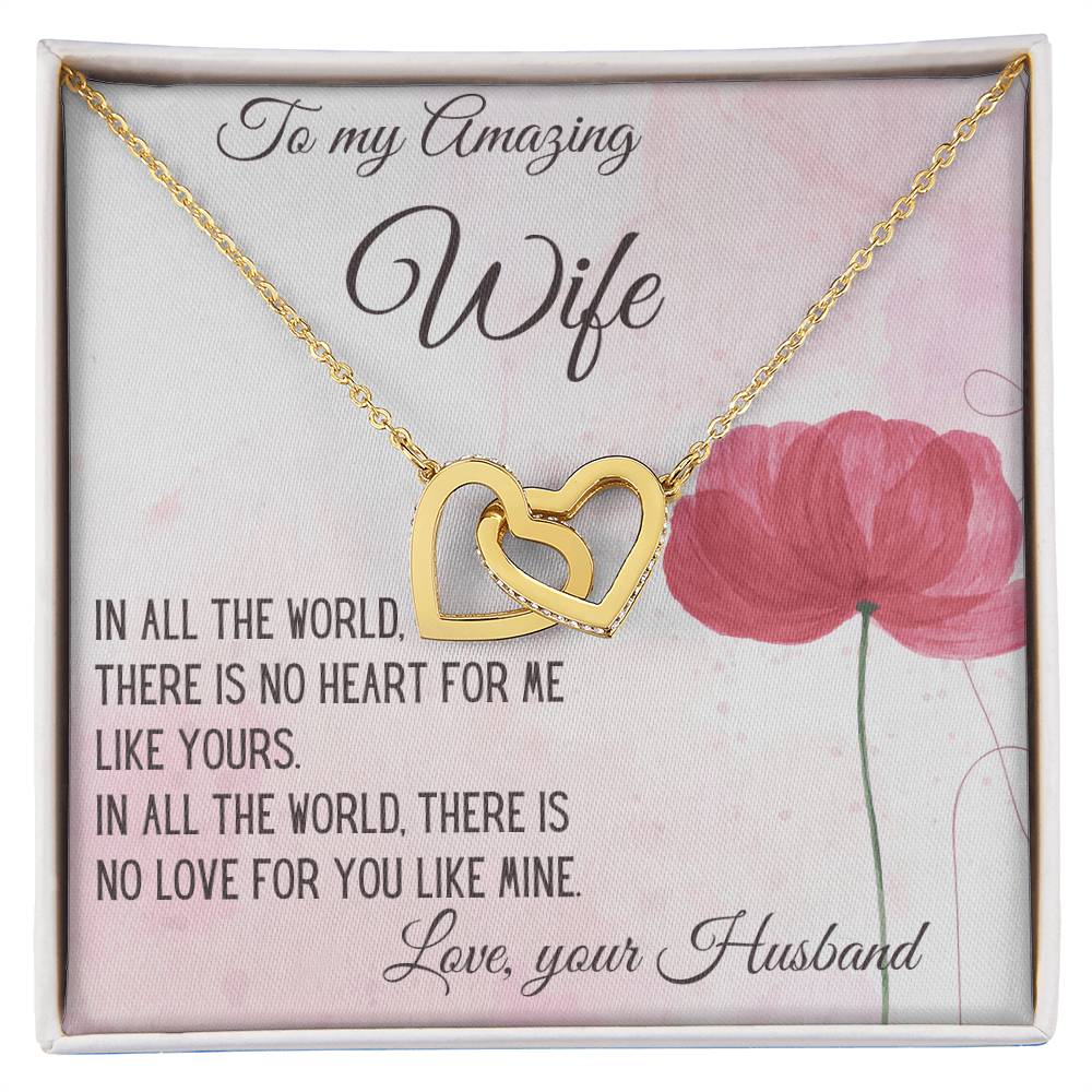 Gift For Wife There Is No Heart For Me Like Yours Interlocking Hearts Necklace