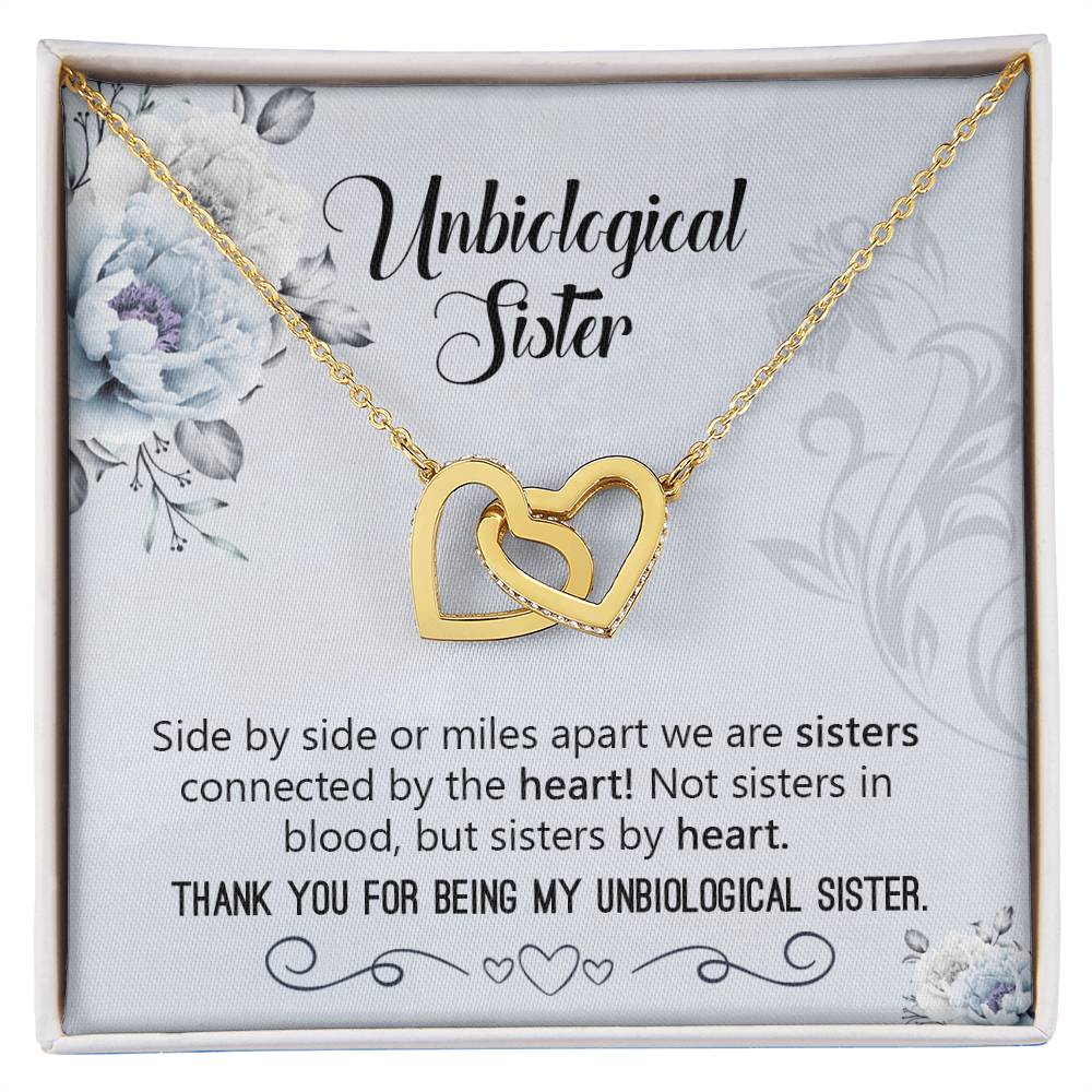 Unbiological Sister Necklace Gift Interlocking Hearts Necklace
