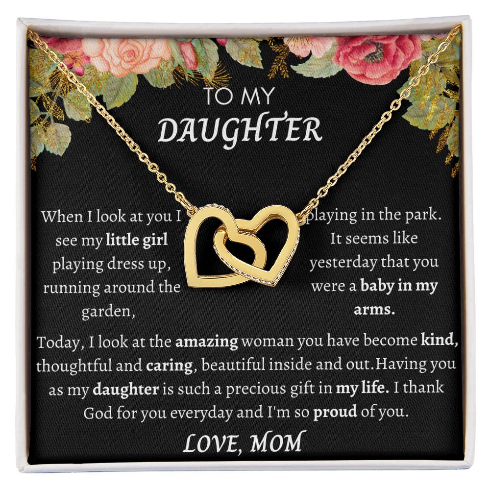 To My Daughter Interlocking Hearts Necklace