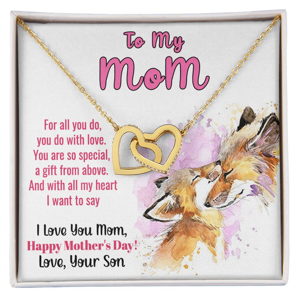 To My Mom Mother'S Day Gift Linked Hearts Necklace From Son Interlocking Hearts Necklace