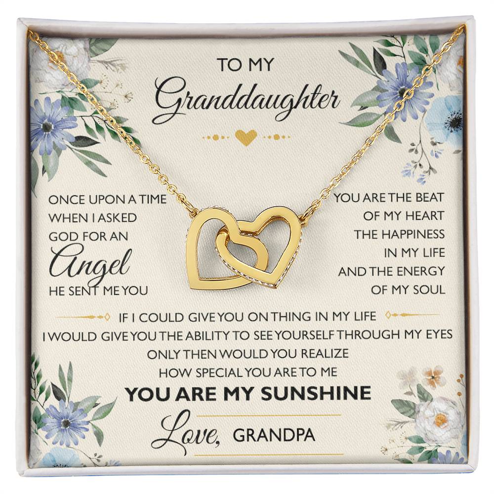 To My Granddaughter From Grandpa - Interlocking Heart Necklace Interlocking Hearts Necklace