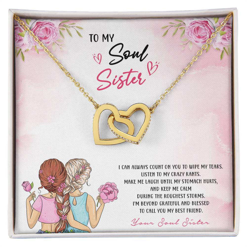 To My Soul Sister Necklace Interlocking Hearts Necklace