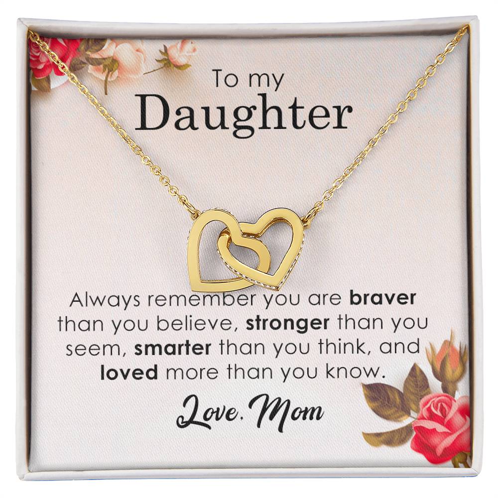 To My Daughter - Interlocking Heart Necklace Interlocking Hearts Necklace