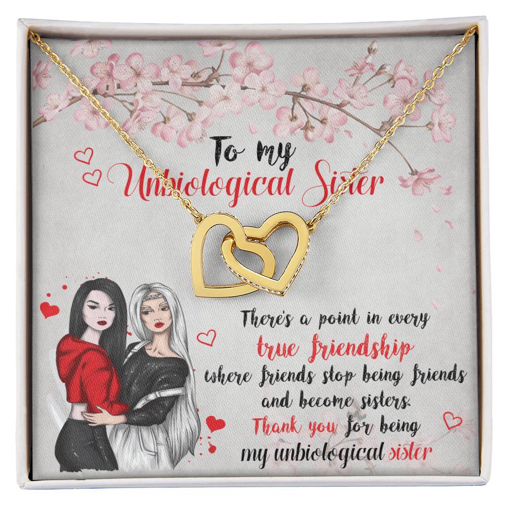 Unbiological Sister Gift-Inter Locking Necklace For Unbiological Sister-Sister Gift Idea-Best Friend Necklace Gift Idea Interlocking Hearts Necklace