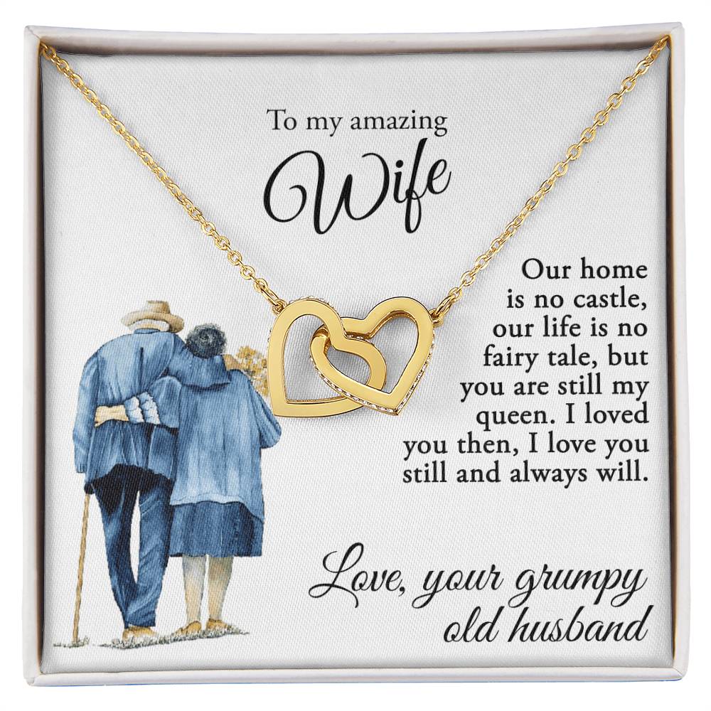 To My Amazing Wife - Love Your Grumpy Old Husband - Necklace Interlocking Hearts Necklace