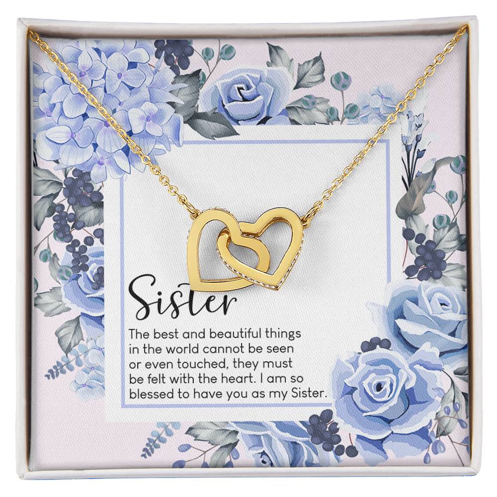 Sister The Best And Beautiful Things In The World Interlocking Hearts Necklace Birthday Gift