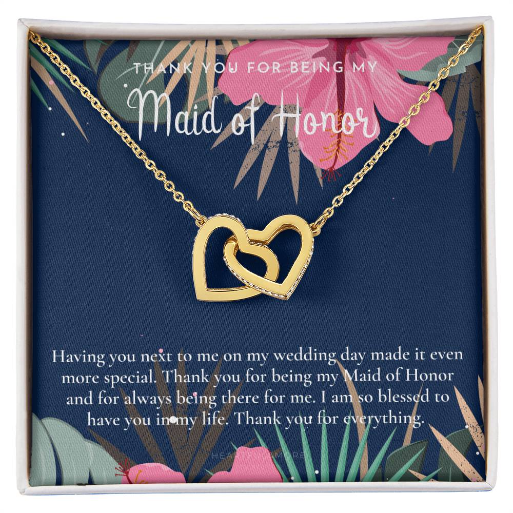 Maid Of Honor Thank You Gift From Bride Bridesmaid Gift Maid Of Honor Gift Necklace Matron Of Honor Gift Thank You Gift From Bride Interlocking Hearts Necklace
