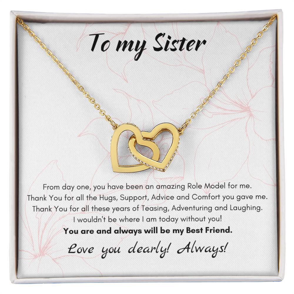 To My Sister Interlocking Hearts Necklace