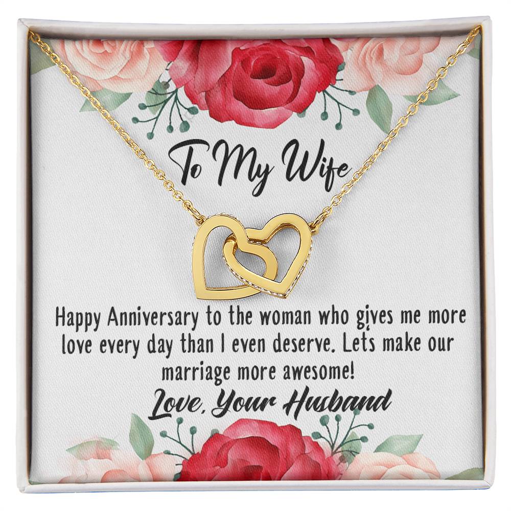 Anniversary Best Gift For Wife Interlocking Hearts Necklace With On Demand Massage Card