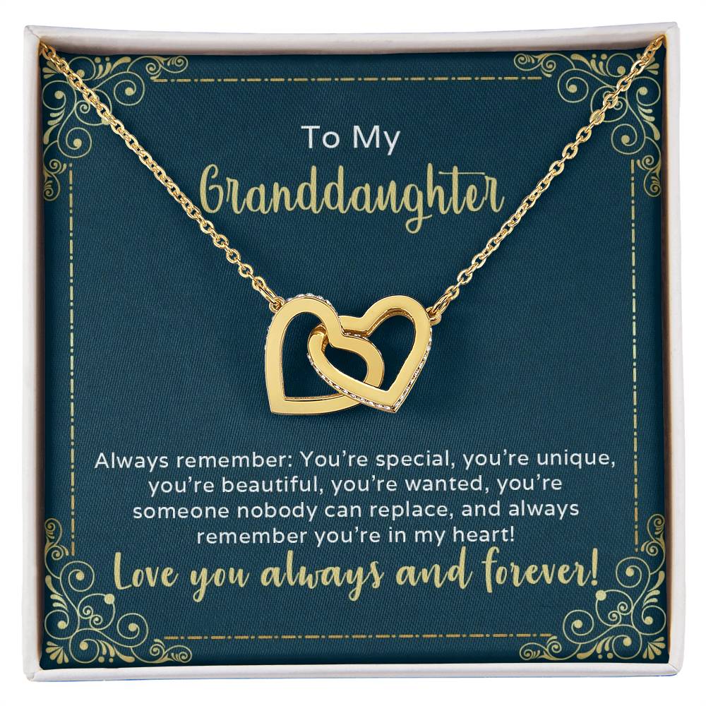To My Granddaughter-You Are Special And Unique Interlocking Hearts Necklace
