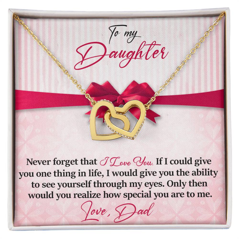 To My Daughter - I Love You - Love Dad Interlocking Hearts Necklace