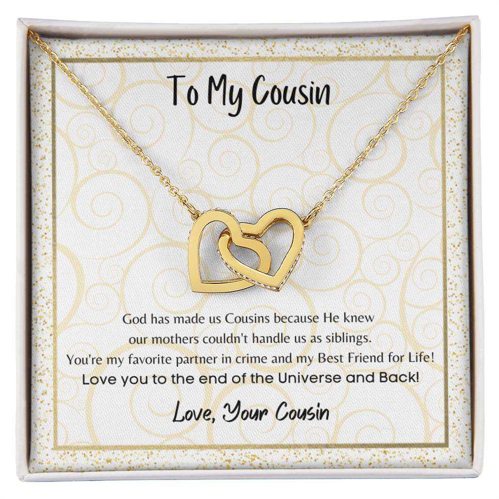To My Cousin Interlocking Hearts Necklace