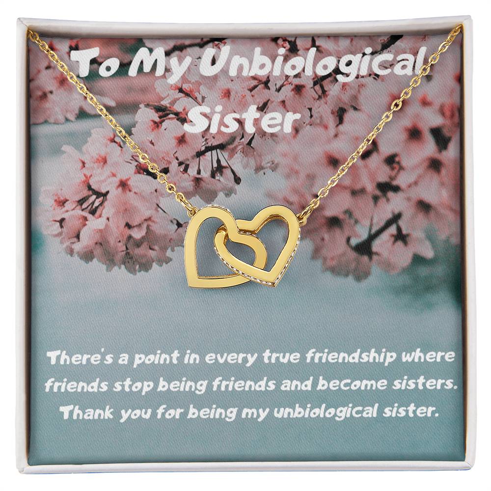 To My Unbiological Sister Interlocking Hearts Necklace