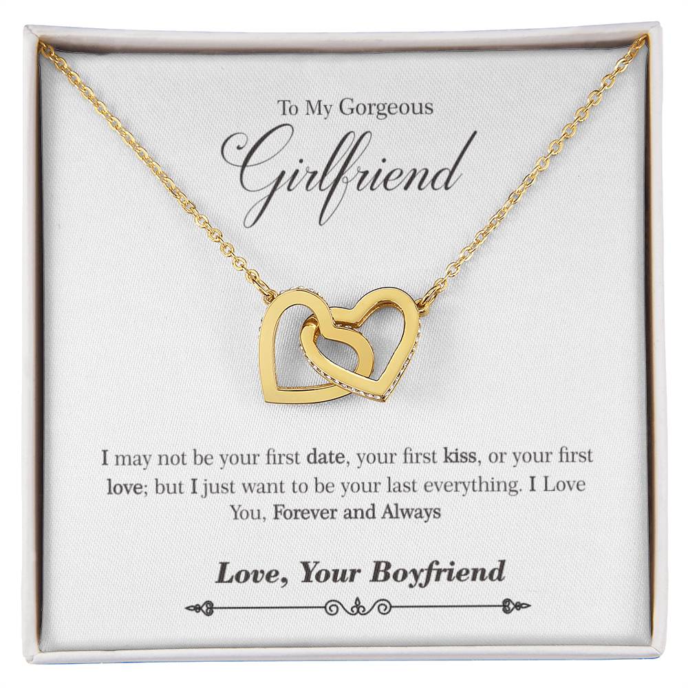 To My Gorgeous Girlfriend Necklace Gift Ideas Interlocking Hearts Necklace