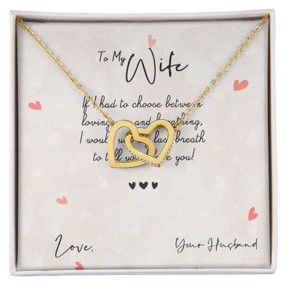 To My Wife Necklace From Husband Interlocking Hearts Necklace
