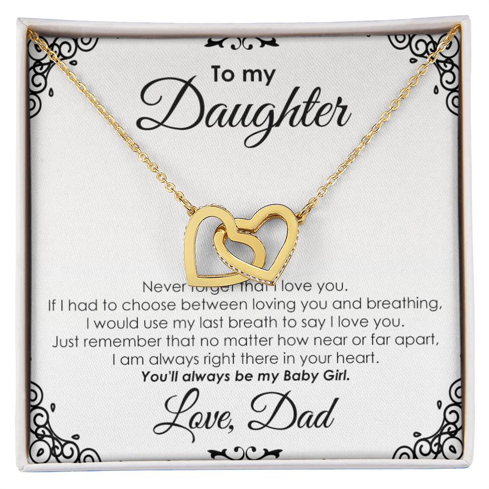 To My Daughter - Interlocking Heart Necklace Interlocking Hearts Necklace
