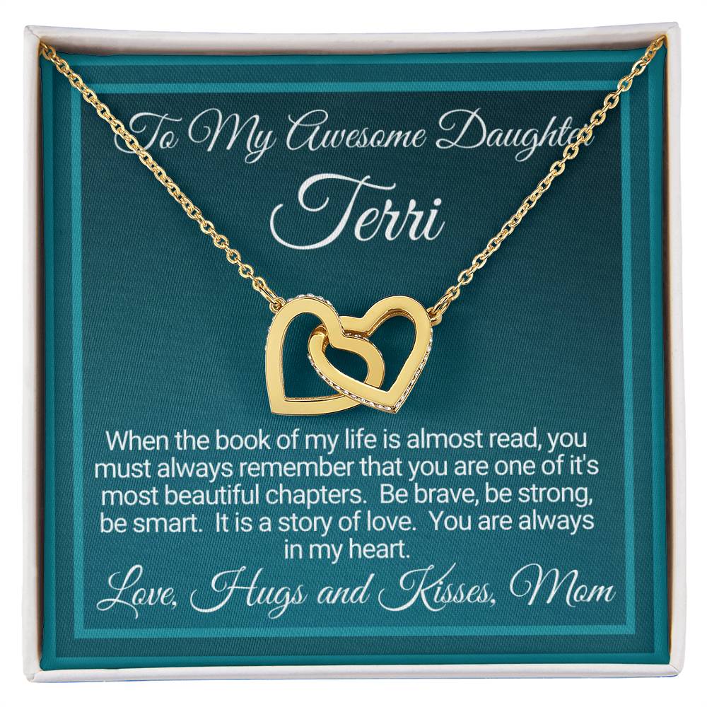 Personalized Awesome Daughter Necklace Gift From Mom Interlocking Hearts Necklace