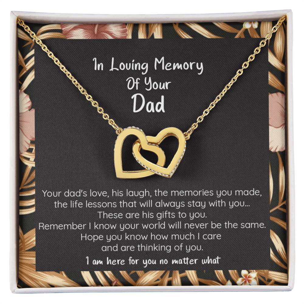 Loss Of Dad Gift - Thinking Of You - Connected Hearts Interlocking Hearts Necklace