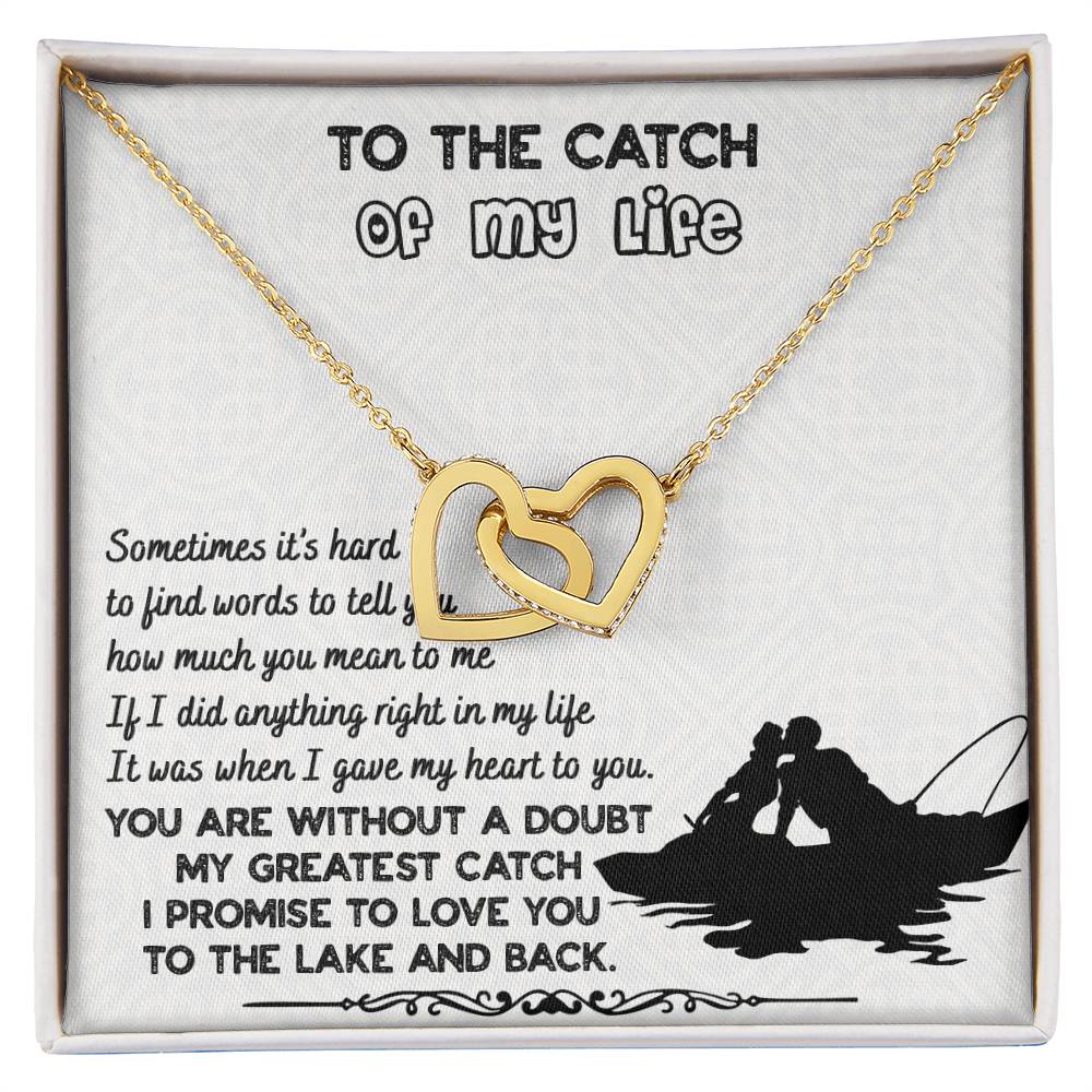 To The Catch Of My Life Knot Necklace & Earring Gift Set For Her Handmade Jewelry Interlocking Hearts Necklace