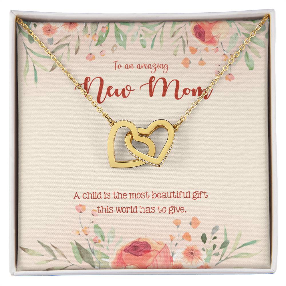 To An Amazing New Mom Mommy To Be Gift Pregnant Necklace Interlocking Hearts Necklace