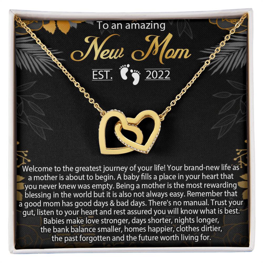 New Mom Necklace Mom Est 2022 Necklace First Time Mom Necklace Baby Shower Necklace Interlocking Hearts Necklace Gift For New Mom