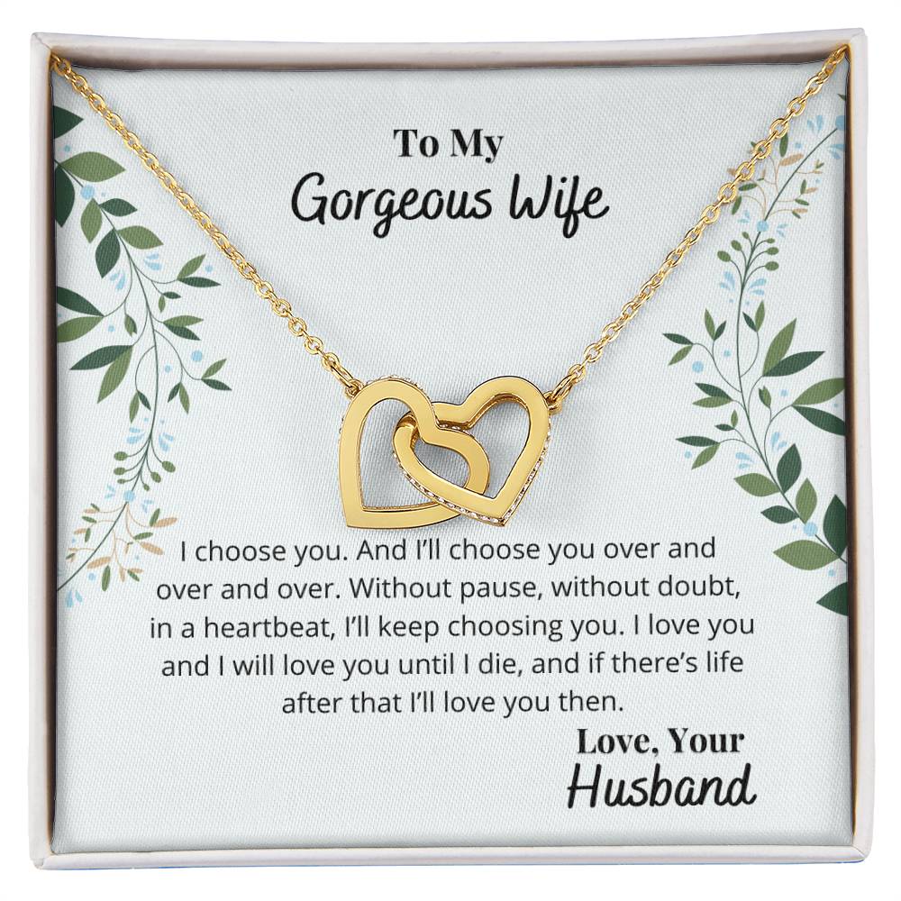 To My Wife - I'Ll Always Love You Necklace Interlocking Hearts Necklace