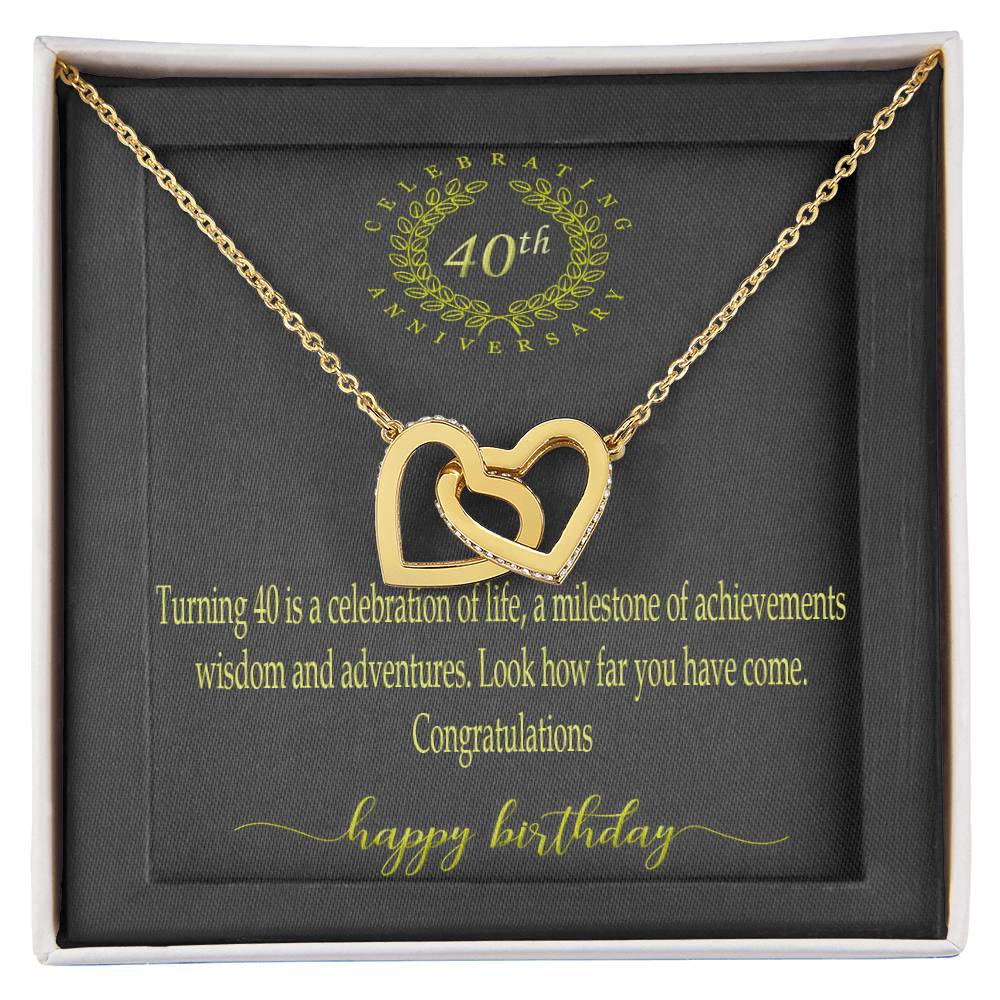 Personalized Gift 40Th Birthday Necklace Interlocking Hearts Necklace