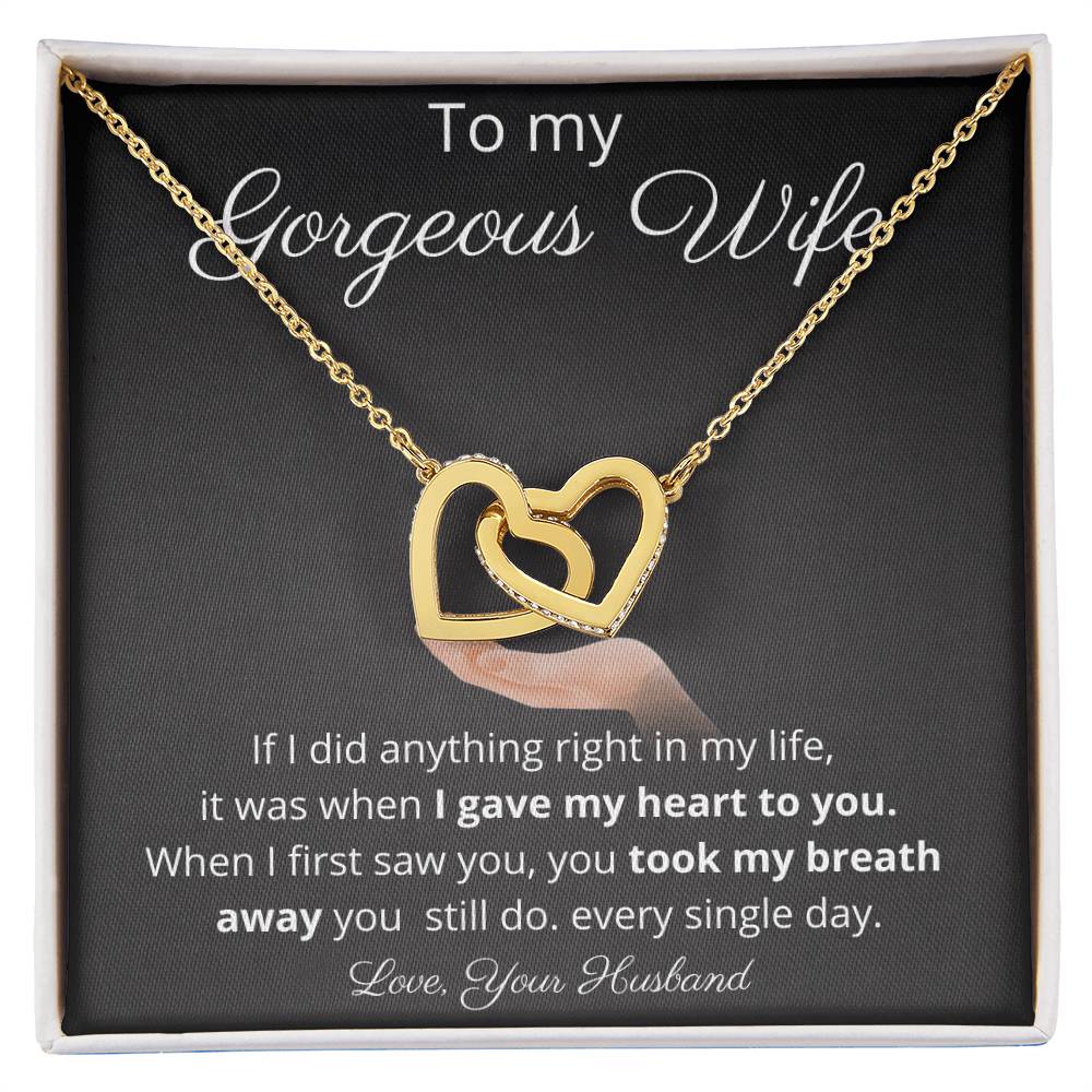 I Gave My Heart To My Gorgeous Wife - Two Hearts Necklace Interlocking Hearts Necklace