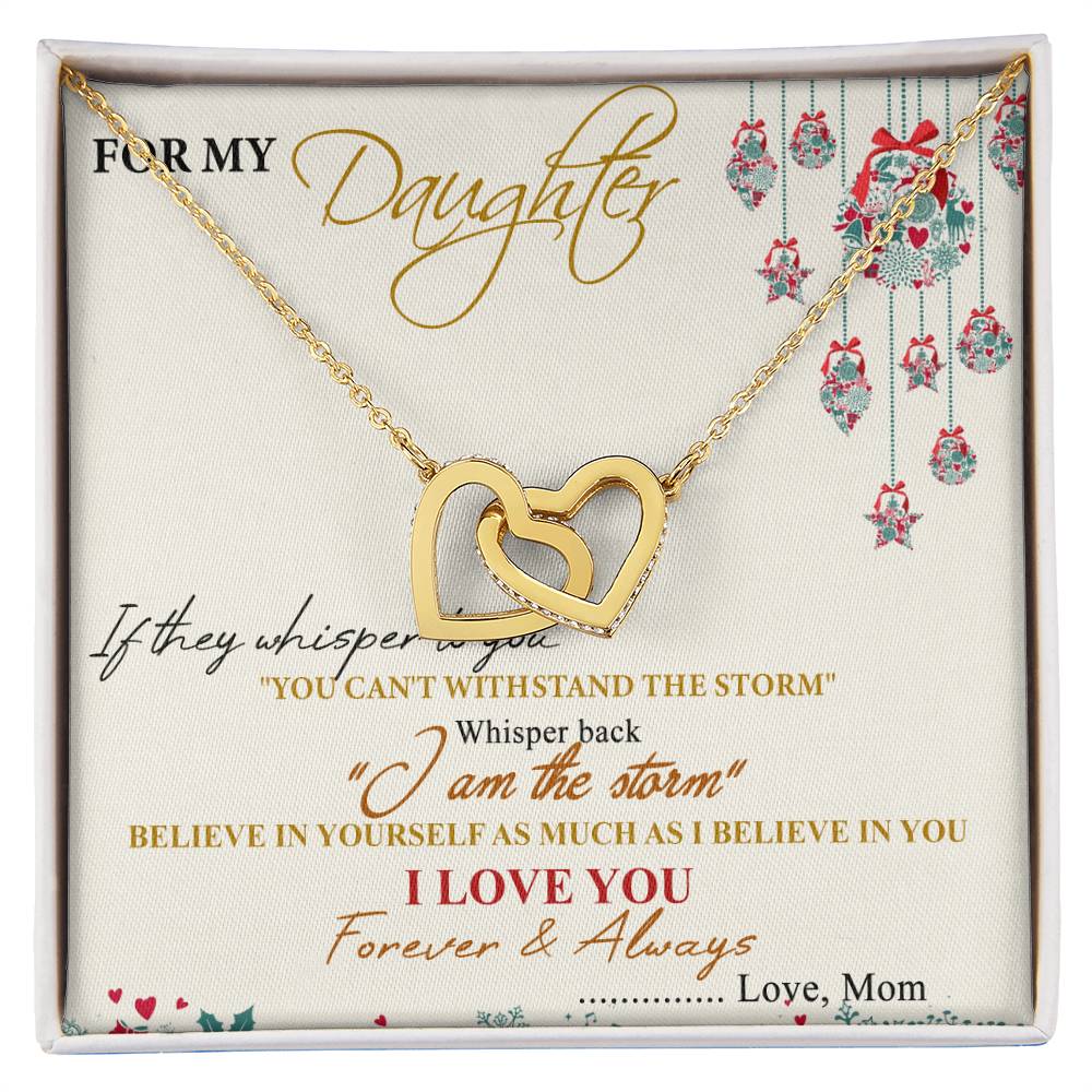 For My Daughter Interlocking Hearts Necklace Message Card