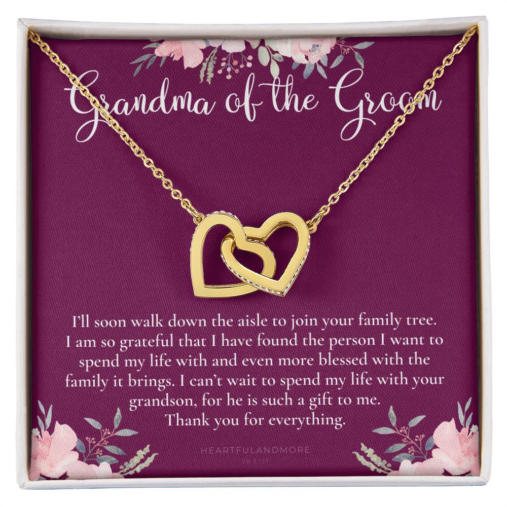 Grandmother Of The Groom Gift Necklace Grandma Wedding Gift Nana Bridal Shower Rehearsal Dinner Thank You Gift Interlocking Hearts Necklace