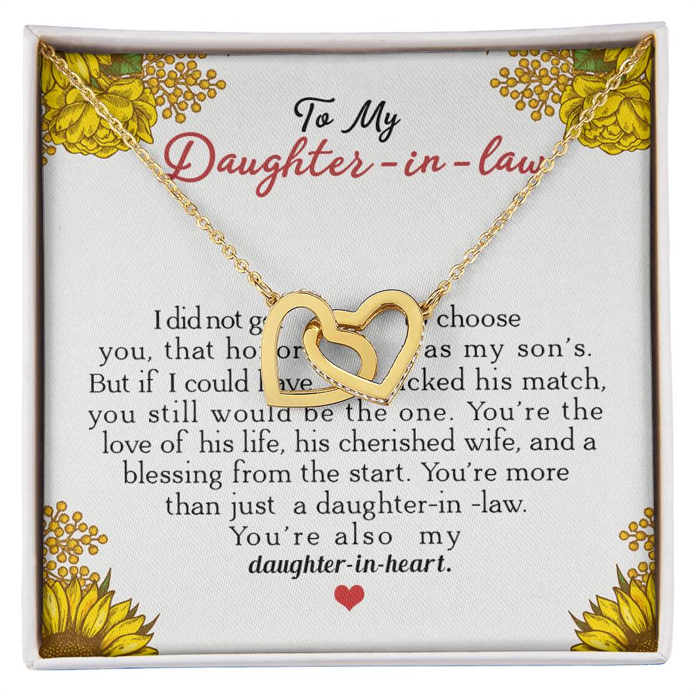 To My Daughter-In-Law You'Re Also My Daughter In Heart Interlocking Hearts Necklace