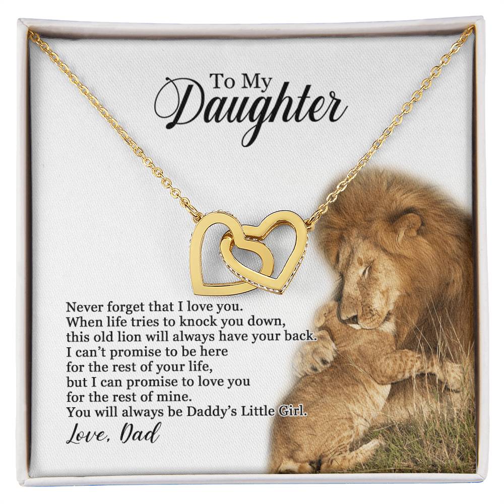 To My Daughter - You Will Always Be Daddy'S Little Girl Interlocking Hearts Necklace