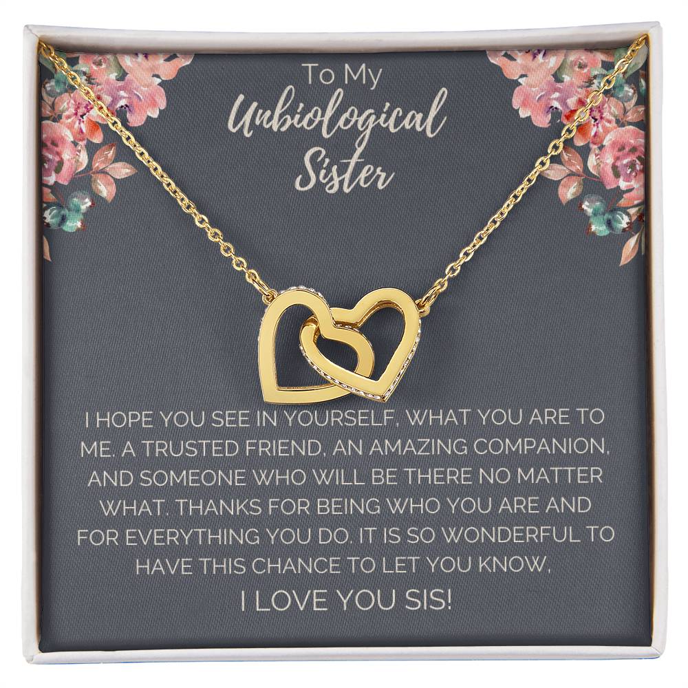 Unbiological Sister Necklace - Dark Interlocking Hearts Necklace